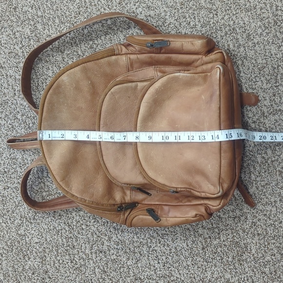 Leather expandable backpack organizer pocket adjustable straps unisex main image 7